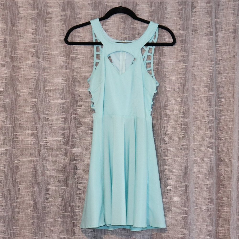 Baby Blue Mini Dress with Cut-Out Back